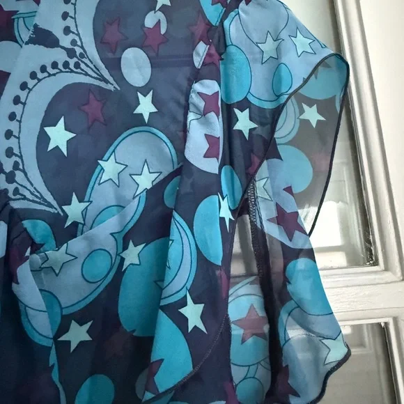 Anna Sui Silk Blue Patterned Women's Top, NWT, M - Picture 5 of 5